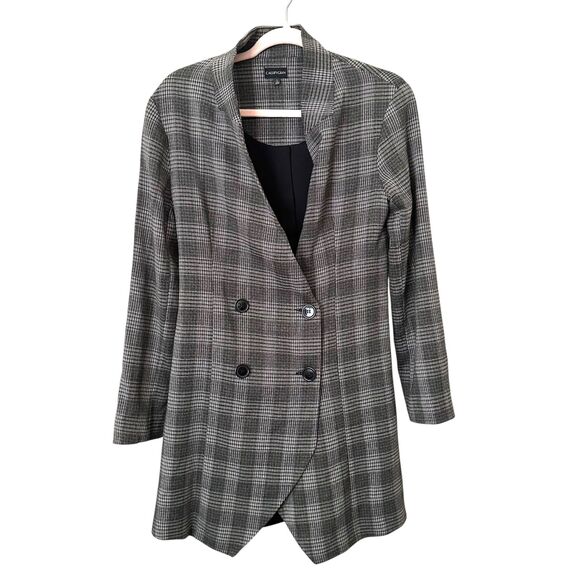 CALLIPYGIAN Plaid Blazer Mini Dress‎ Grey Sz 2 - Picture 1 of 5